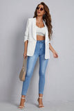 Blazer décontracté blanc à revers châle pour femme