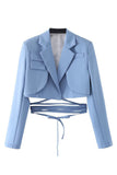 Blazer court pour femme à revers crantés rose vif