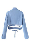 Blazer court pour femme à revers crantés rose vif