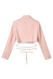 Blazer court pour femme à revers crantés rose vif