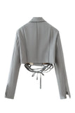 Blazer court pour femme à revers crantés rose vif