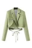 Blazer court pour femme à revers crantés rose vif