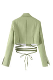 Blazer court pour femme à revers crantés rose vif
