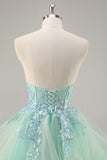 Sans bretelles Une Ligne Corset Vert Robe De Soirée Avec Paillettes