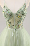 Corset Applique Vert Une Robe De Retrouvailles