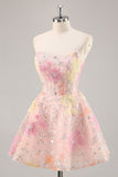 Corset floral Robe bustier à sequins rose pour les retrouvailles