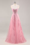Corset rose scintillant Une robe longue de bal