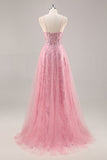 Corset rose scintillant Une robe longue de bal