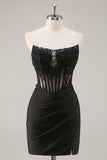 Corset sans bretelles rose perlé robe courte moulante de retour à la maison