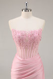 Corset sans bretelles rose perlé robe courte moulante de retour à la maison