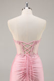 Corset sans bretelles rose perlé robe courte moulante de retour à la maison