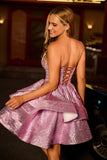 Glitter Light Purple Une ligne sans bretelles Tier Robe De Cocktail avec noeud