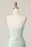 Sage Moulante Corset Robe courte de retour à la maison avec noeud