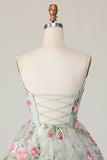Fleur de sauge Corset trapèze Robe de bal avec lacets dans le dos