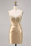 Robe courte moulante moulante corset dorée pour les retrouvailles