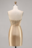 Robe courte moulante moulante corset dorée pour les retrouvailles