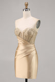 Robe courte moulante moulante corset dorée pour les retrouvailles