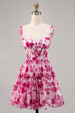Corset floral fuchsia Robe de cocktail imprimée en ligne