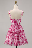 Corset floral fuchsia Robe de cocktail imprimée en ligne