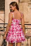 Corset floral fuchsia Robe de cocktail imprimée en ligne