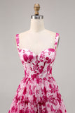 Corset floral fuchsia imprimé une robe de bal en ligne