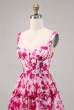 Corset floral fuchsia imprimé une robe de bal en ligne