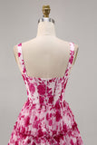 Corset floral fuchsia imprimé une robe de bal en ligne
