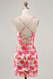 Mini robe de bal imprimée de fleurs rouges