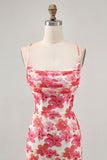 Mini robe de bal imprimée de fleurs rouges