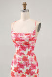 Mini robe de bal imprimée de fleurs rouges