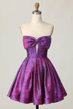Corset métallique Violet foncé Sans bretelles Une Robe De Retrouvailles