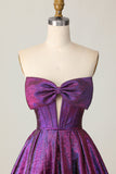 Corset métallique Violet foncé Sans bretelles Une Robe De Retrouvailles