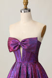Corset métallique Violet foncé Sans bretelles Une Robe De Retrouvailles