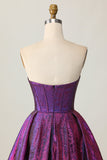 Corset métallique Violet foncé Sans bretelles Une Robe De Retrouvailles