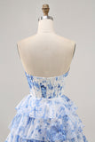 Robe bustier blanc bleu fleur corset de retour