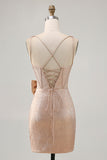 Robe courte de bal en satin champagne avec noeud