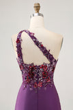 Violet foncé une épaule moulante Homecon robe de balle avec appliques
