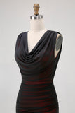 Fourreau col bénitier noir rouge longue robe de demoiselle d’honneur avec fente