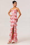 Robe d’invité de mariage longue à volants avec fente