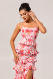 Robe d’invité de mariage longue à volants avec fente