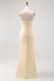 Jonquille Spaghetti Bretelles Satin Fourreau Robe de demoiselle d’honneur