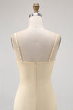 Jonquille Spaghetti Bretelles Satin Fourreau Robe de demoiselle d’honneur