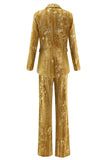 Sparkly jaune pic revers 2 pièces femmes bal costumes avec manches