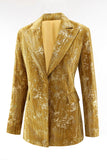 Sparkly jaune pic revers 2 pièces femmes bal costumes avec manches