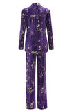 Violet 2 Pièce Cranched Lavers Femmes Bal Costumes avec Manches