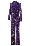 Violet 2 Pièce Cranched Lavers Femmes Bal Costumes avec Manches
