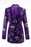Violet 2 Pièce Cranched Lavers Femmes Bal Costumes avec Manches