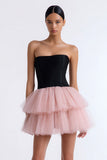 Robe bustier trapèze noire noire à plusieurs niveaux noir