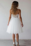 Dentelle Une Ligne Col V Petite Robe Blanche