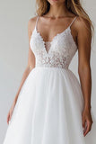Une ligne spaghetti bretelles tulle petite robe blanche